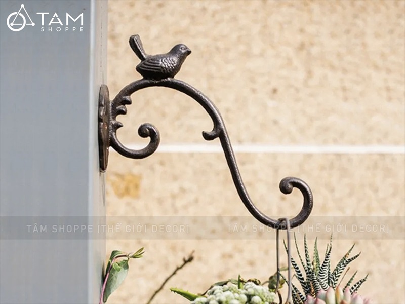 Móc treo hoa kiểu vẫy con chim [Sắt mỹ thuật - Để ngoài trời được] R25.5cm MOCTREO-03